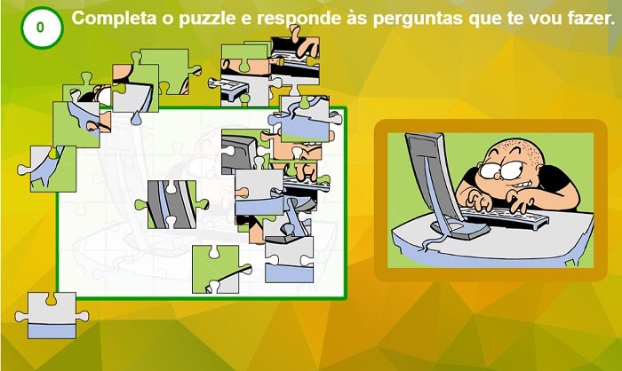 Quebra-cabeça com quiz de informática