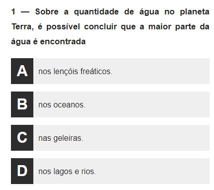 Quiz sobre a água e as suas propriedades