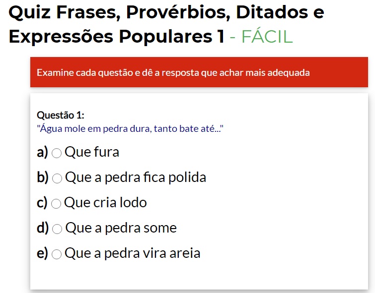 Quiz Gírias, Jargões e Expressões Populares