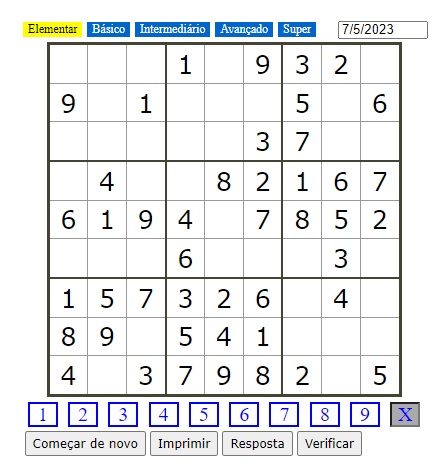 Sudoku diário  atividades e jogos educativos