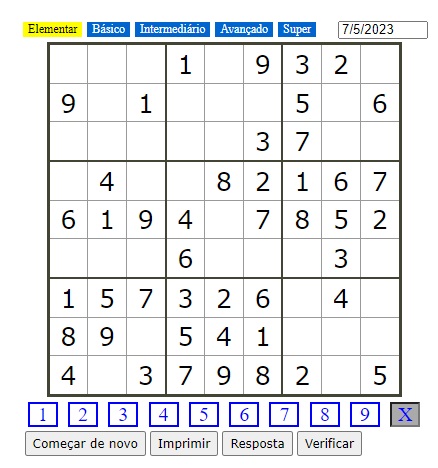 Muito Difícil  Jogo online Sudoku com especialista em níveis